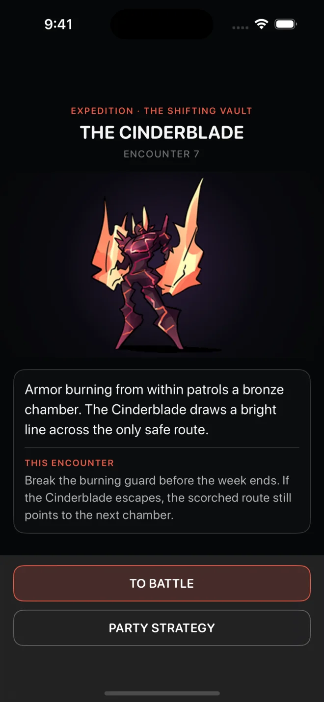 A new weekly Encounter revealing the Cinderblade